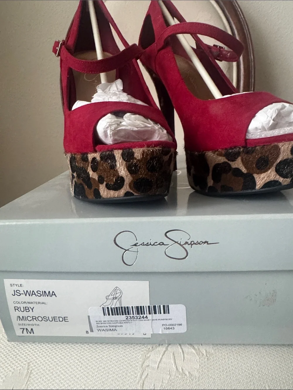 Jessica Simpson Ruby Red Suede Platform Peep-Toe Heels
